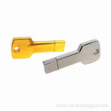Metal USB Flash Drive in Key Shape, 1-32GB Capacity, Free Sample and Package